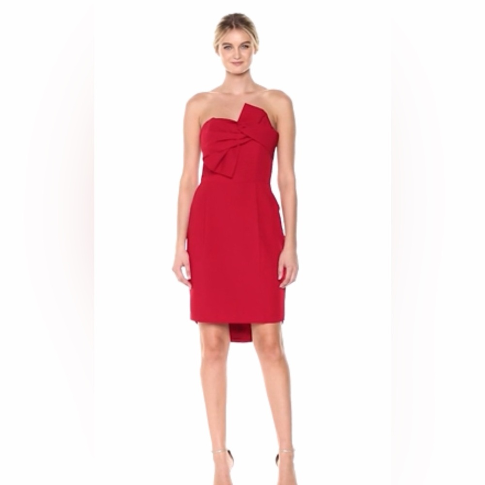 NWT ADELYN RAE Harper Woven Tube Dress Strapless Red Bow FLAW M